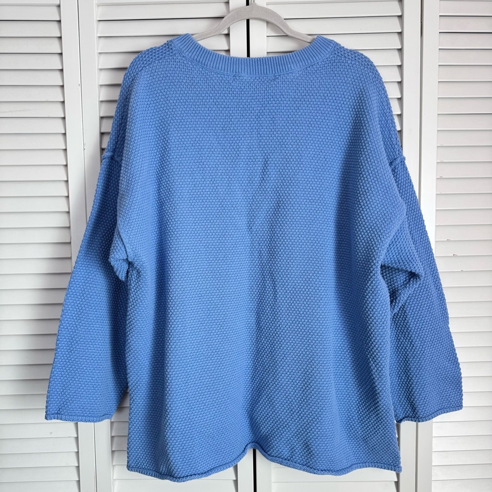 Free People Beach Hailee Waffle Knit Sweater Top Oversized Blue Slouchy Size XL - Picture 7 of 11